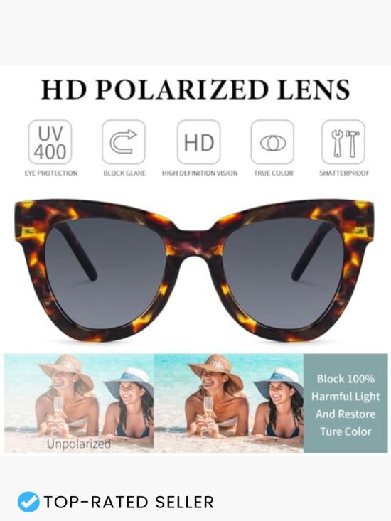 Retro Cat Eye Sunglasses Vintage Square Tortoise Shell Fashion Oversized UV
